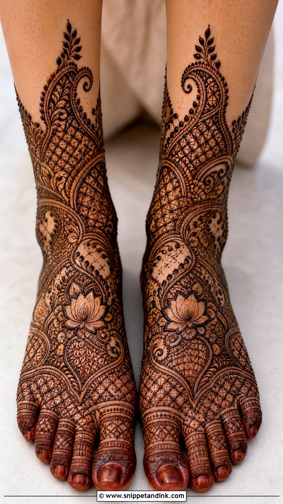 Full Feet Bridal Mehndi Design - Snippet and Ink - 30 Bridal Feet Mehndi Designs