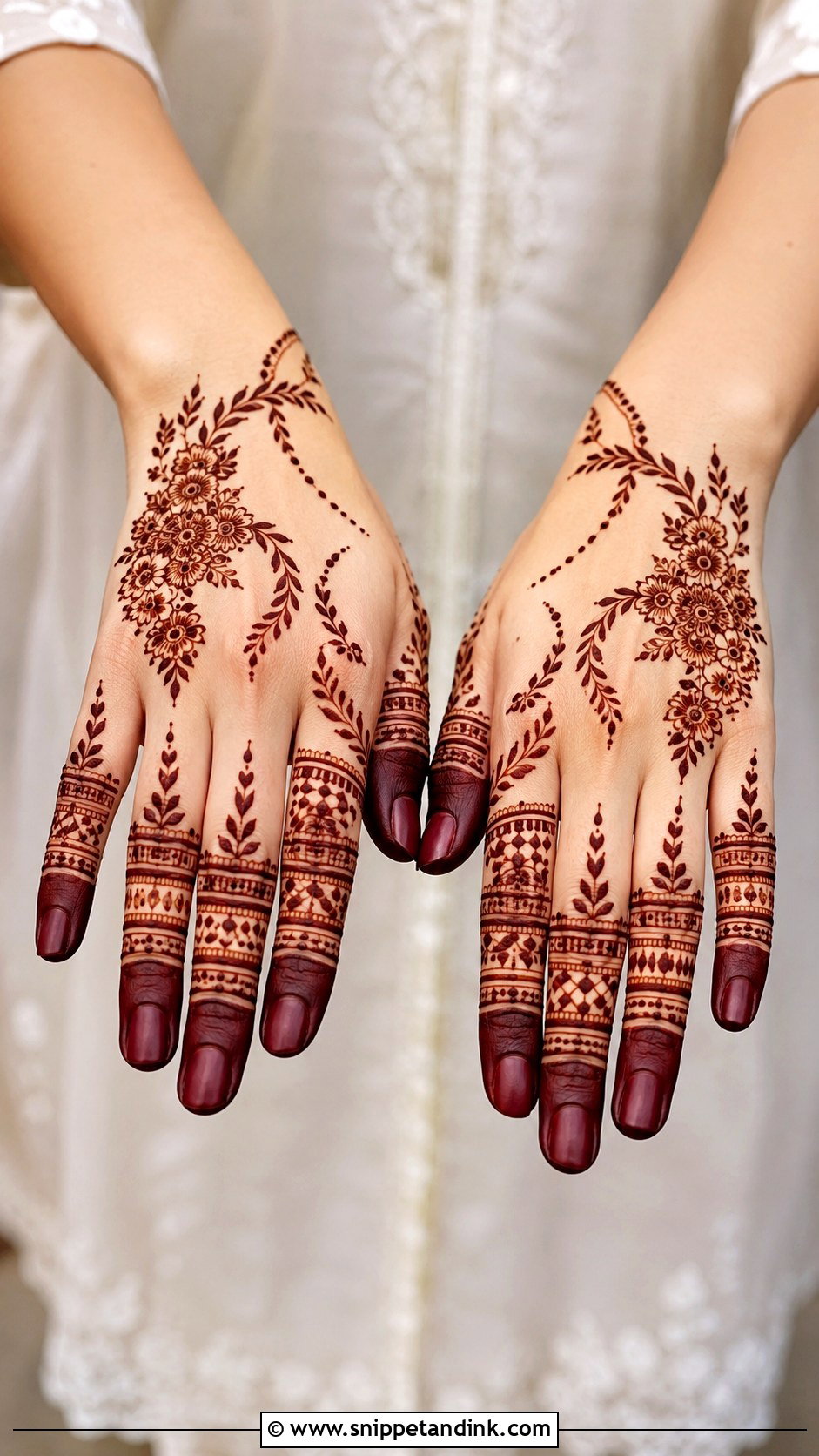 Full Finger Mehndi Design - Snippet and Ink - 30 Simple Finger Mehndi Designs