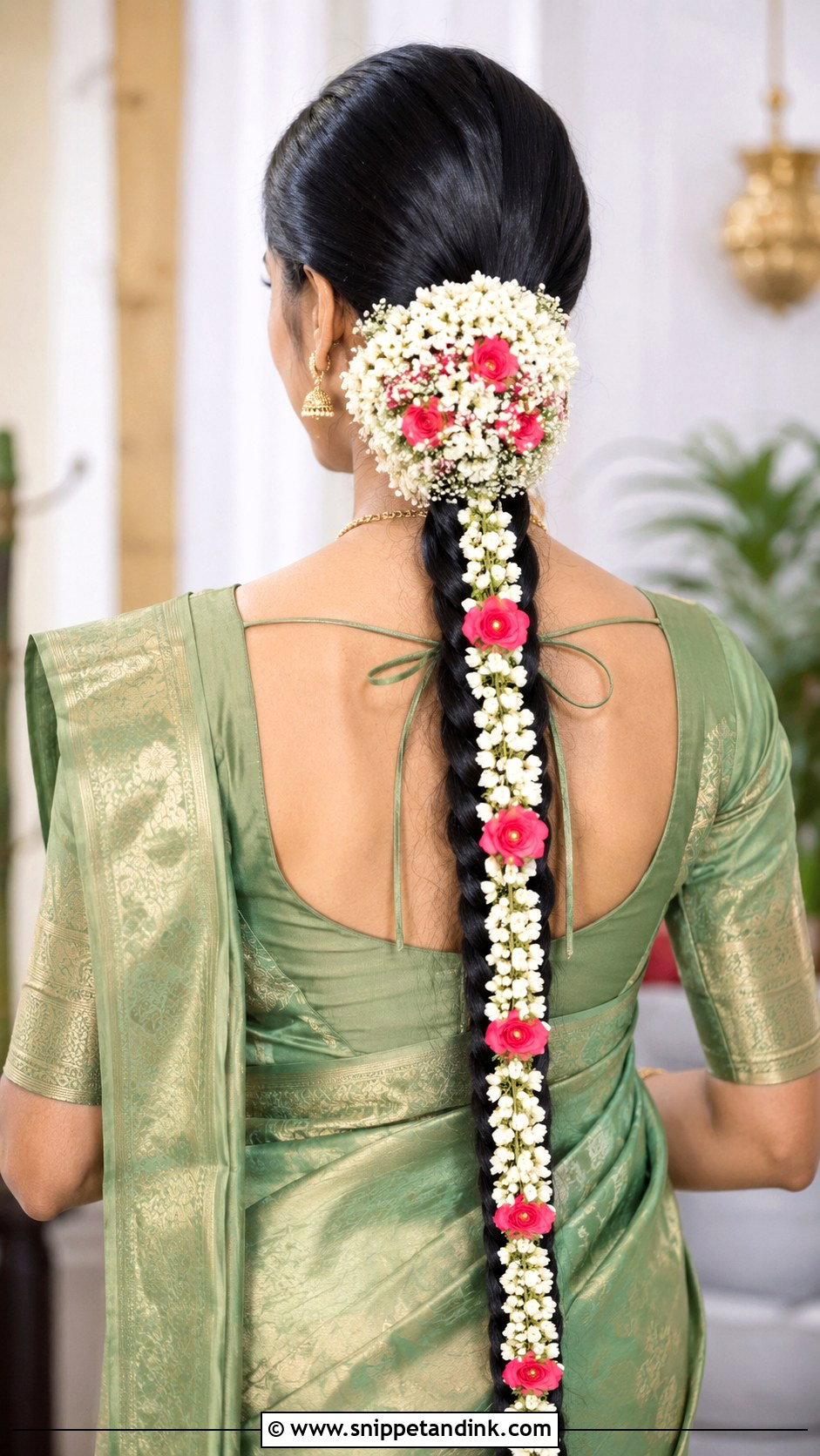 Full Flower Poola Jada Bridal Hairstyle - Snippet and Ink - 15 Poola Jadalu Bridal Hairstyles