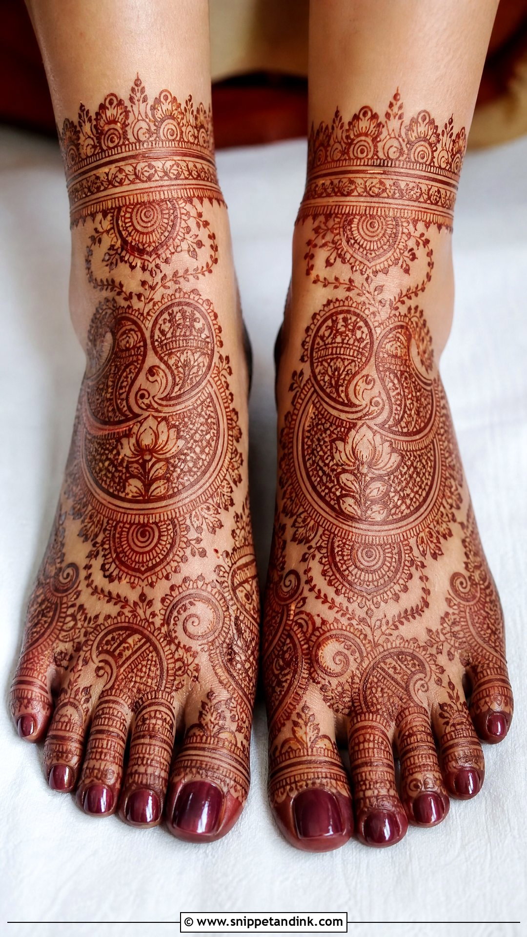 Full Foot Bridal Mehndi Design - Snippet and Ink - 25 Bridal Foot Mehndi Designs