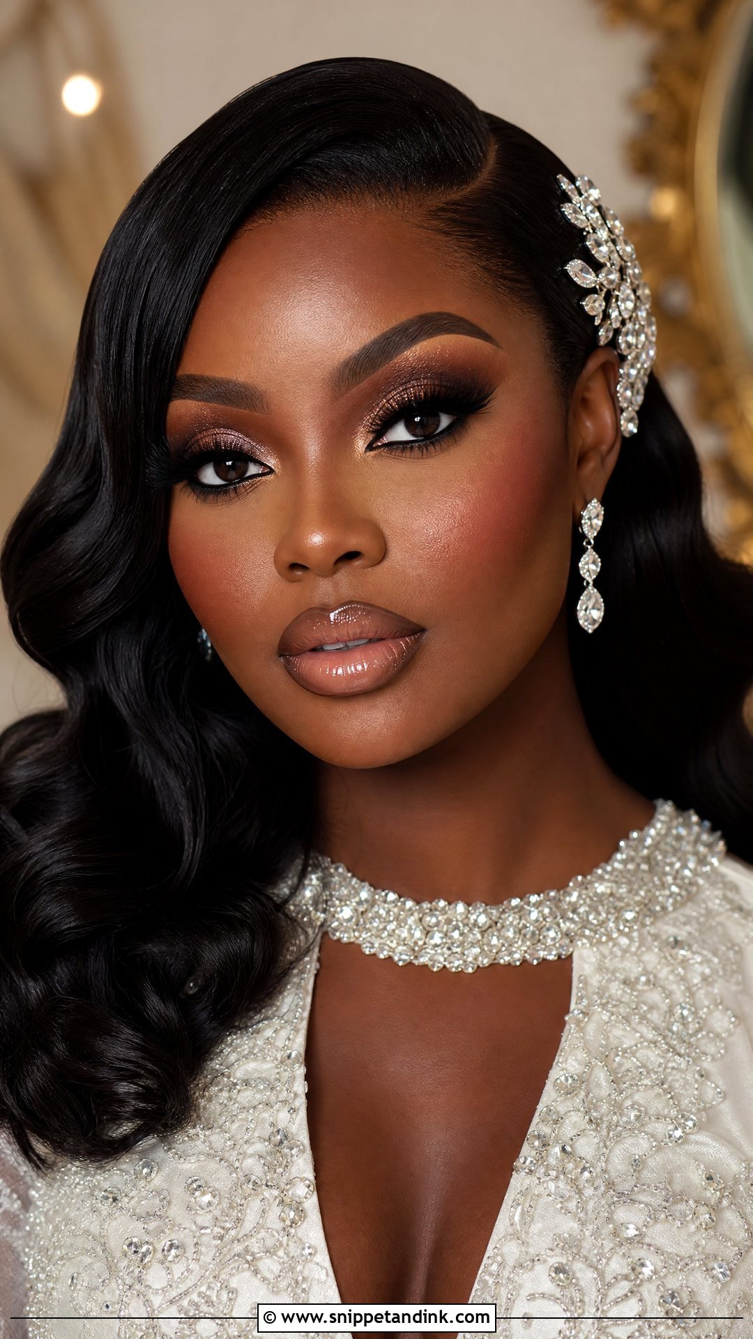 Full Glam Black Bridal Makeup - Snippet and Ink - 20 Black Bridal Makeup Wedding Day Ideas