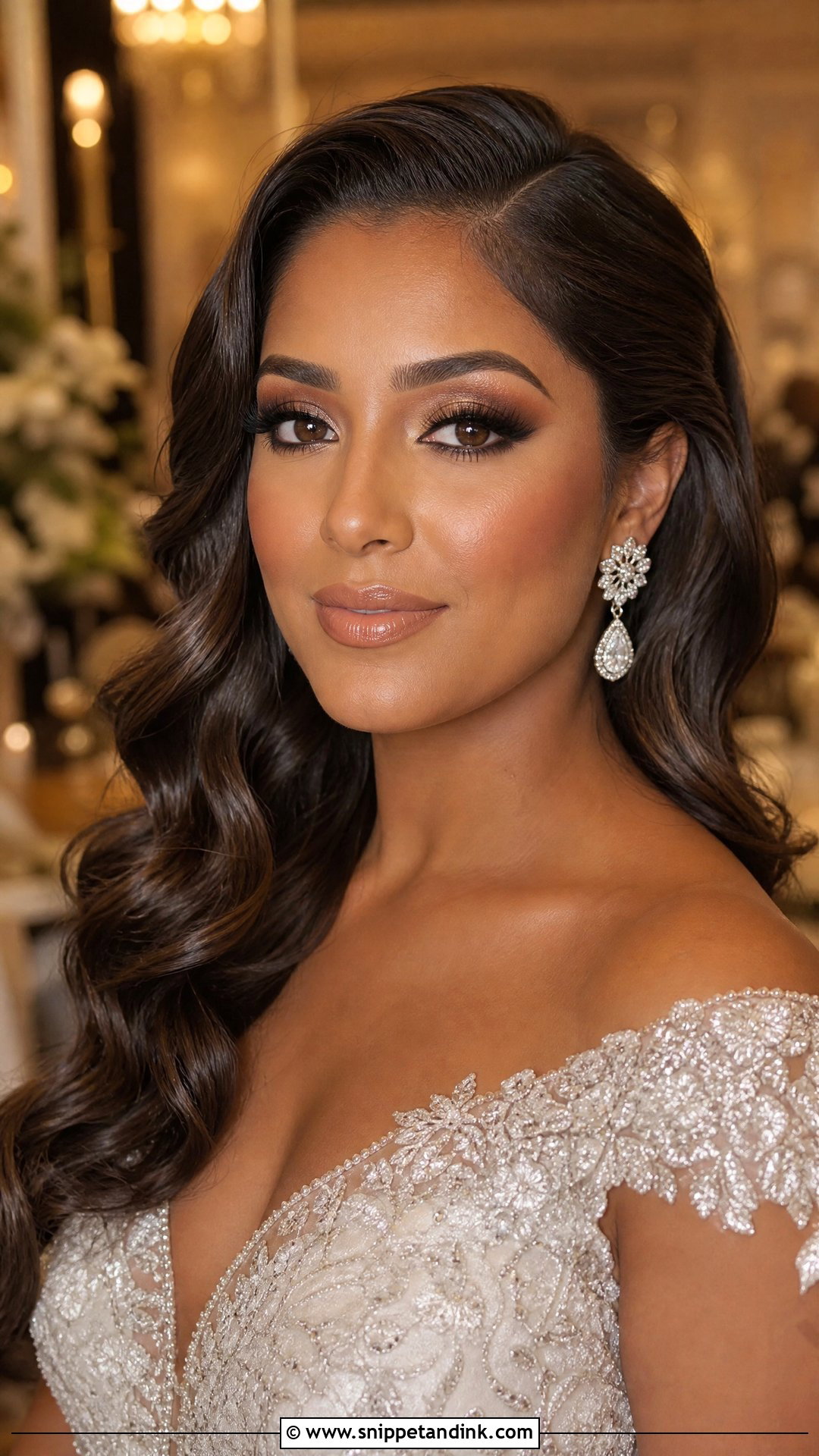 Full Glam Bridal Makeup For Brown Eyes - Snippet and Ink - 20 Brown Eye Bridal Makeup Ideas