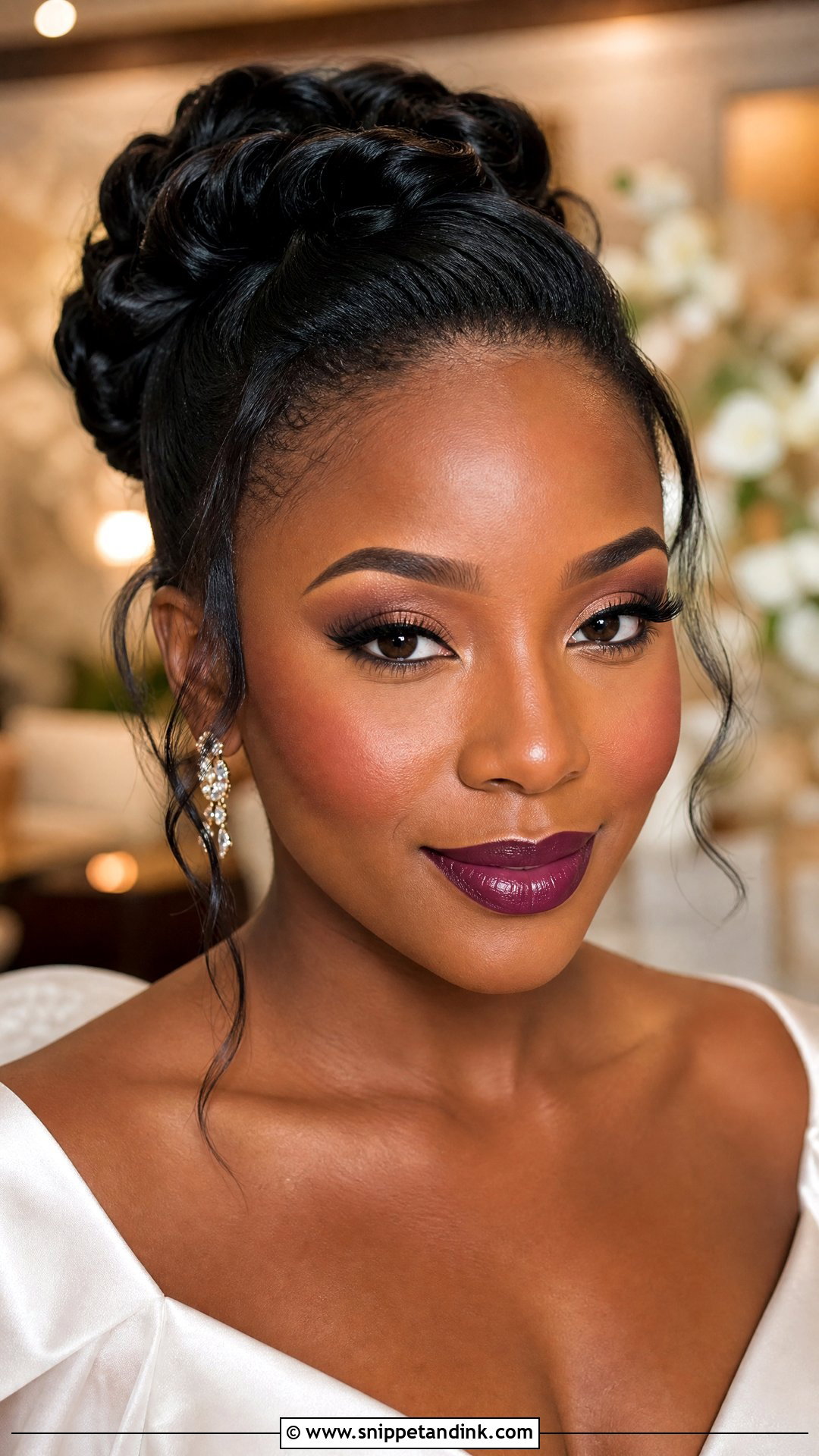 Full Glam Bridal Makeup With Berry Lip - Snippet and Ink - 20 Full Glam Makeup Looks Wedding