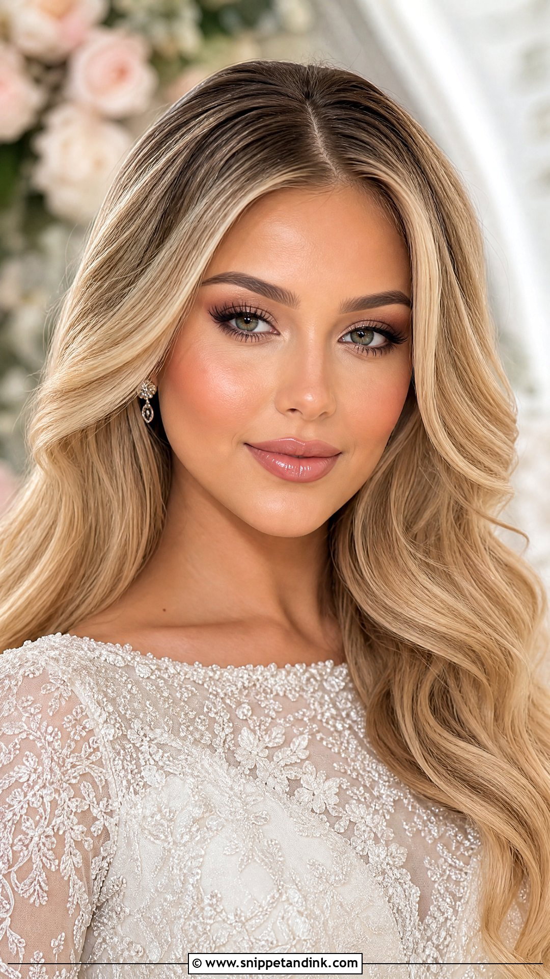 Full Glam Bridal Makeup With Glossy Lips - Snippet and Ink - 25 Full Glam Bridal Makeup Ideas
