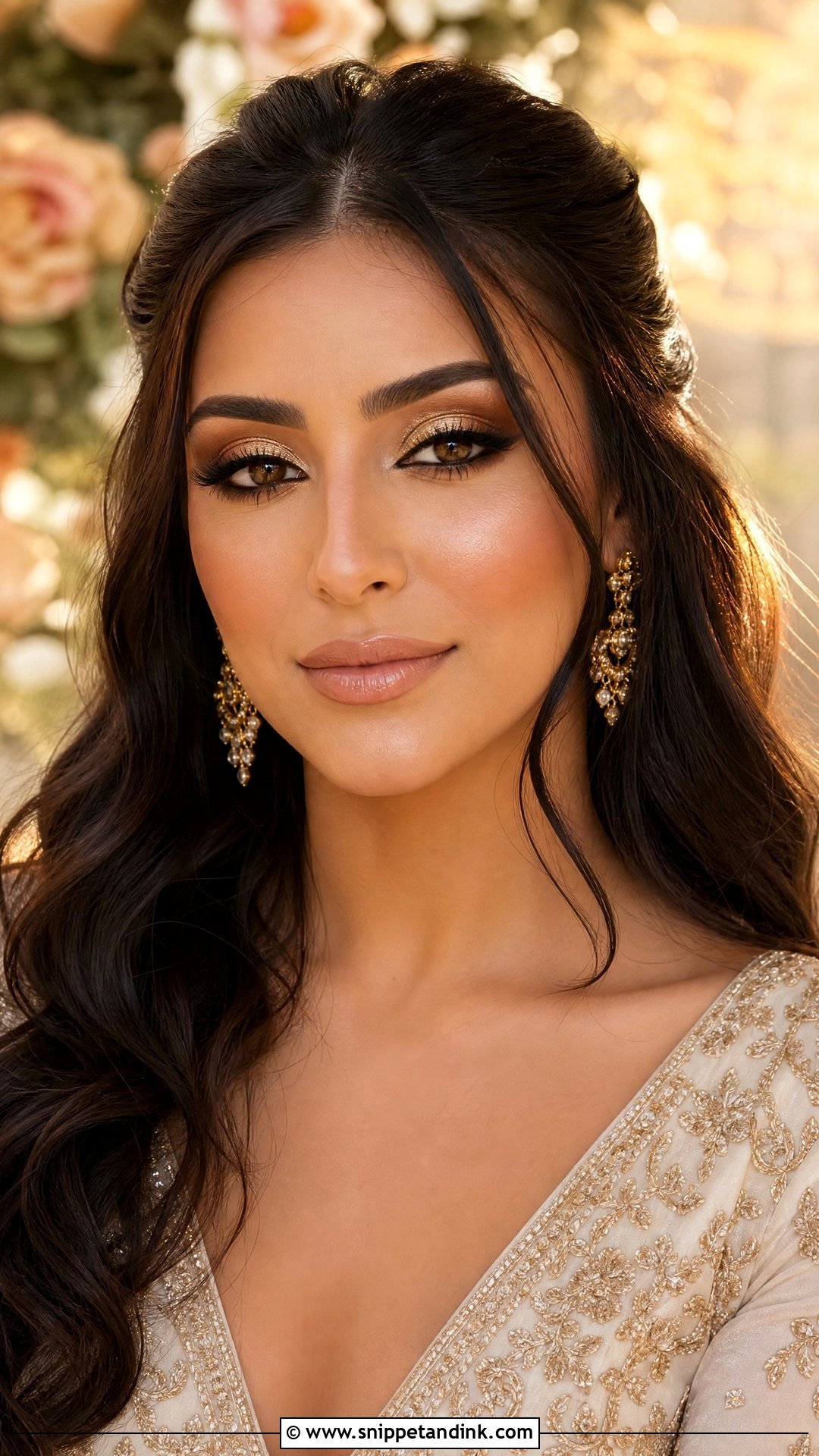 Full Glam Bridal Makeup With Gold Eyeshadow - Snippet and Ink - 25 Full Glam Bridal Makeup Ideas