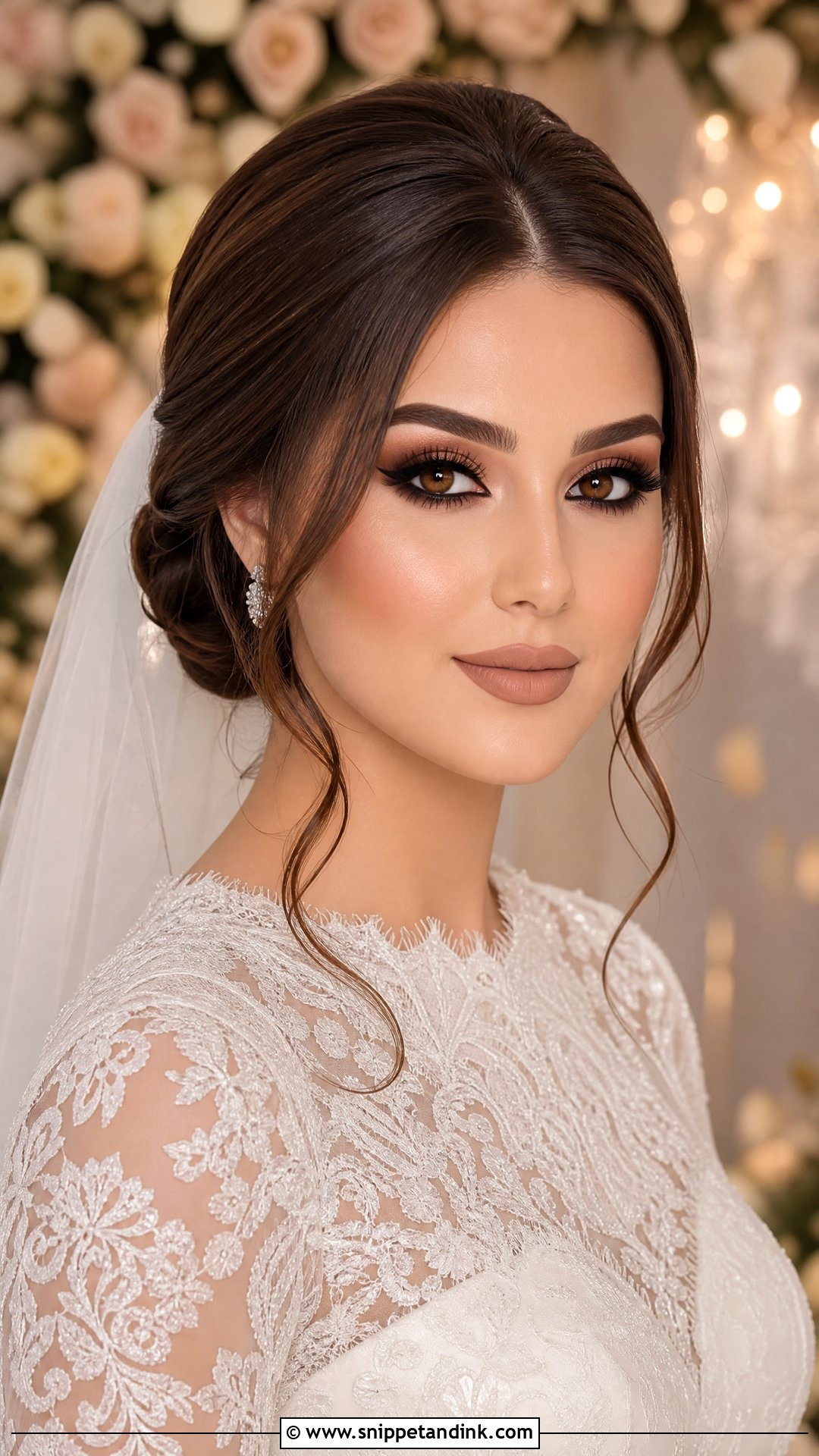 Full Glam Bridal Makeup With Matte Nude Lip - Snippet and Ink - 25 Full Glam Bridal Makeup Ideas