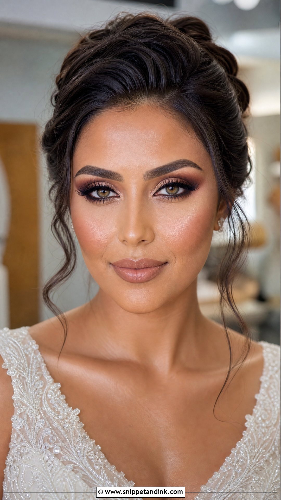 Full Glam Bridal Makeup With Nude Lip For Hazel Eyes - Snippet and Ink - 20 Full Glam Wedding Makeup for Hazel Eyes