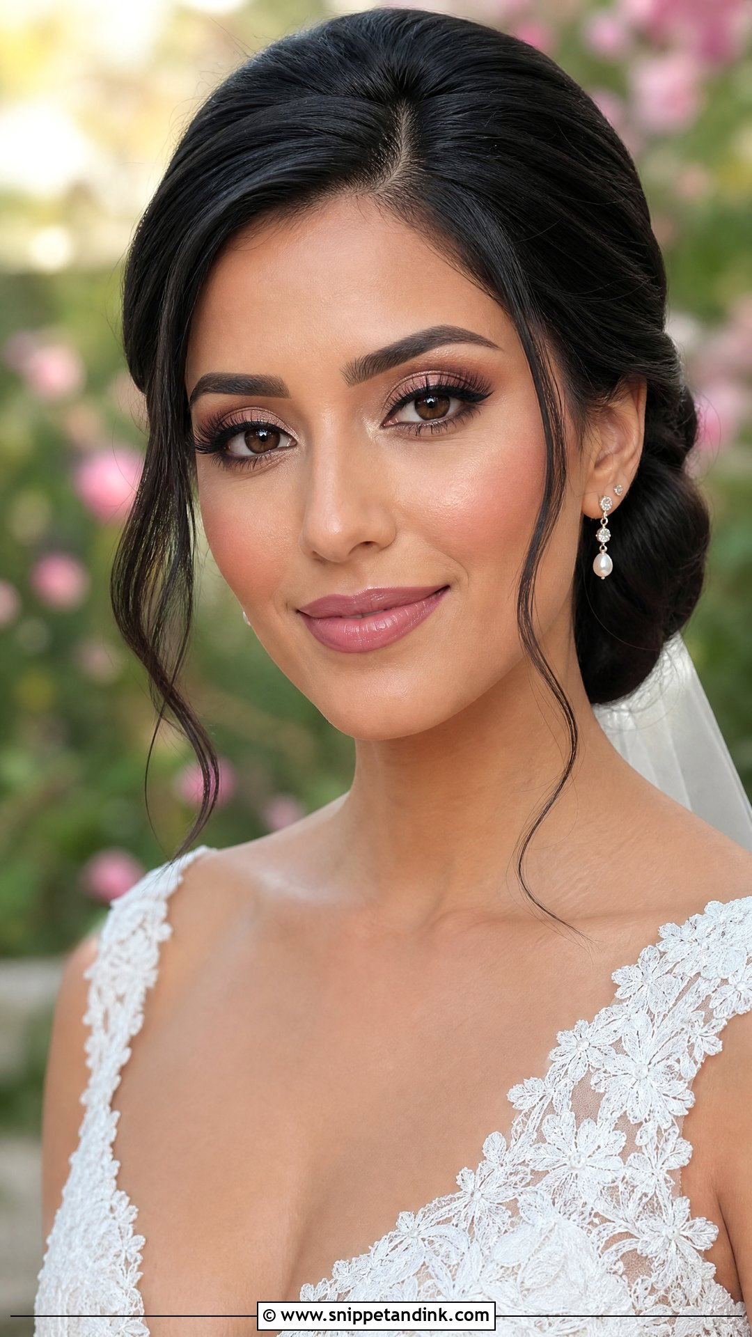 Full Glam Bridal Makeup With Pink Lip - Snippet and Ink - 25 Full Glam Bridal Makeup Ideas