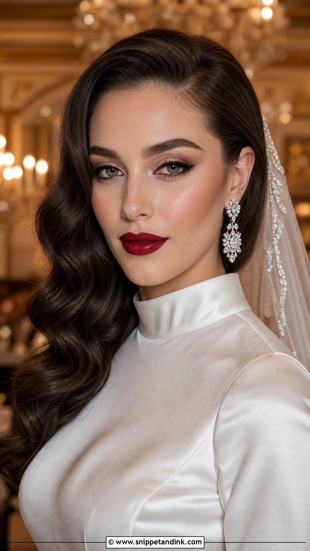 Full Glam Bridal Makeup With Red Lip - Snippet and Ink - 25 Full Glam Bridal Makeup Ideas