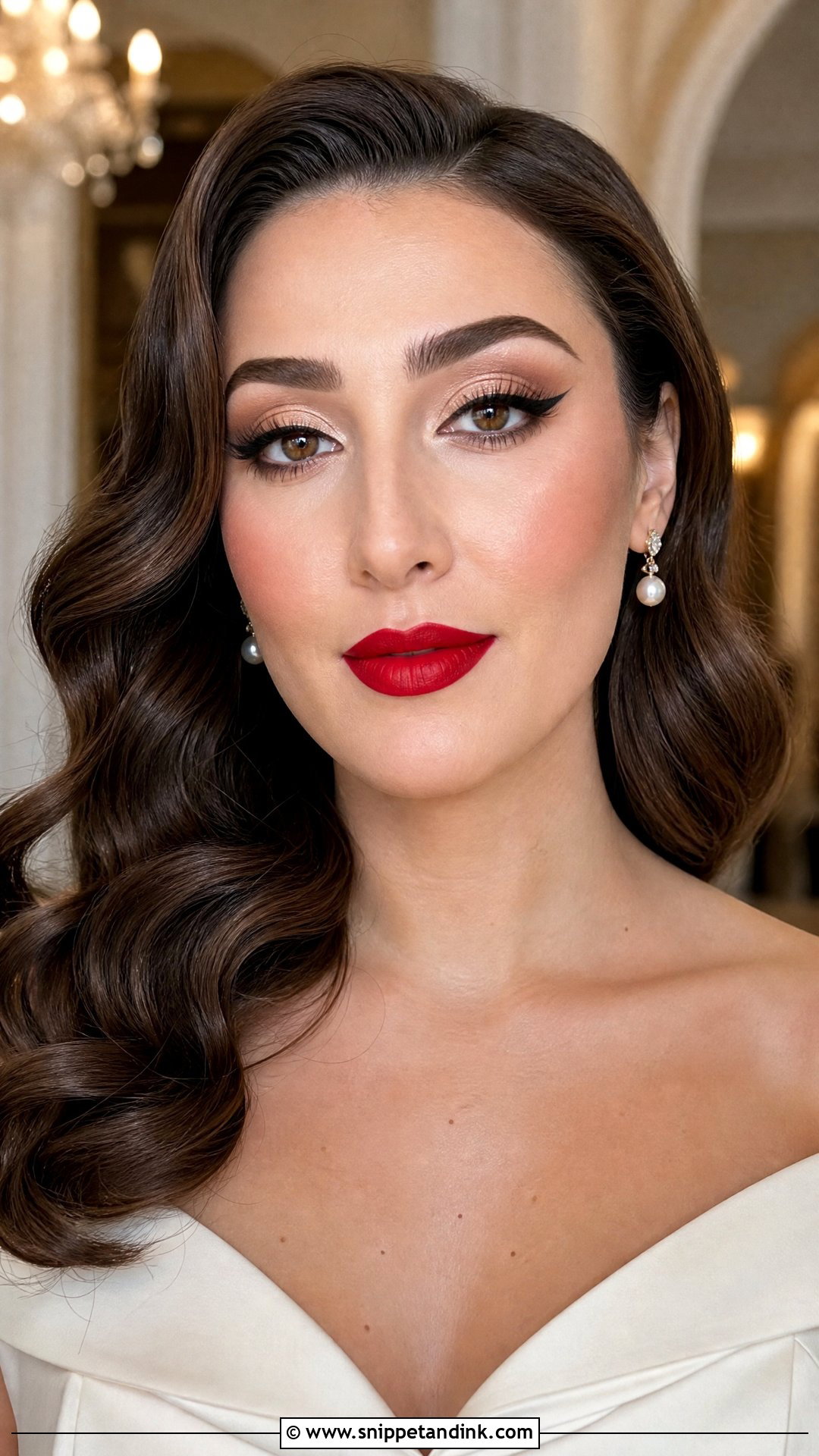 Full Glam Bridal Makeup With Red Lip - Snippet and Ink - 20 Full Glam Makeup Looks Wedding