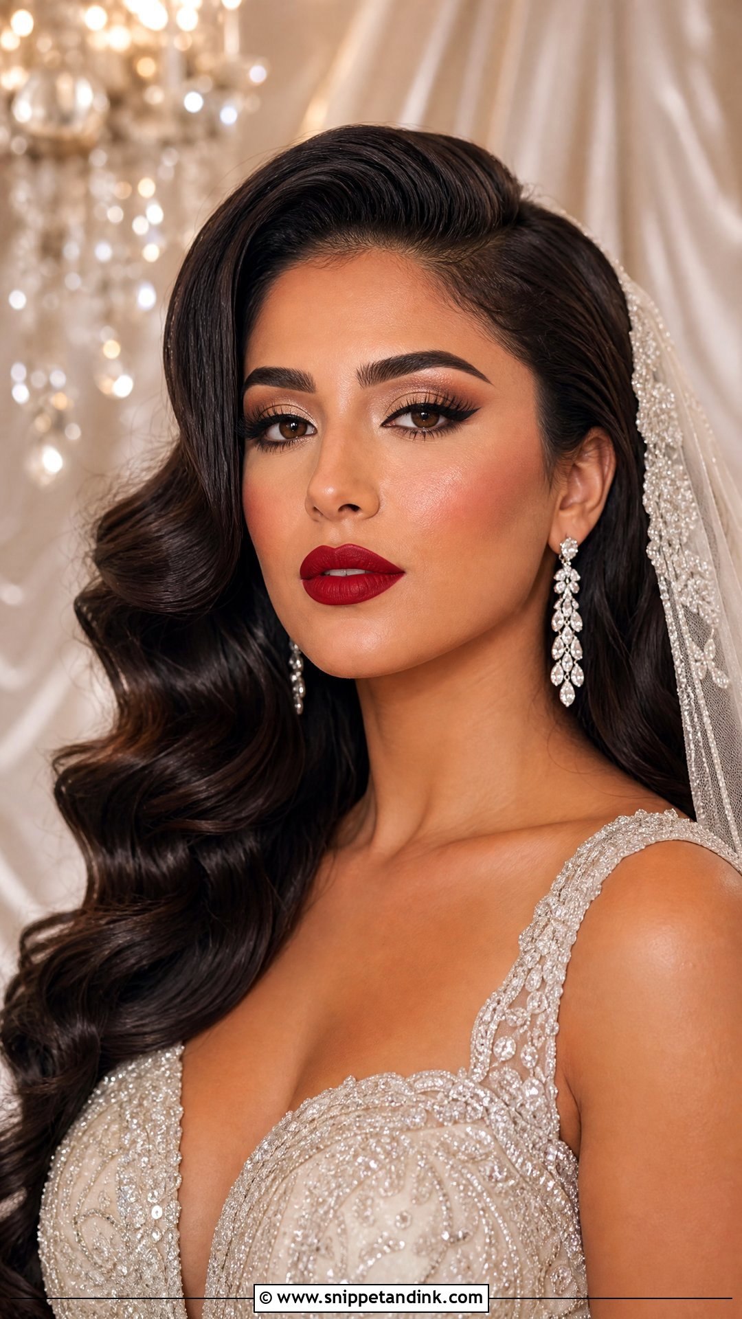 Full Glam Bridal Makeup With Red Lips - Snippet and Ink - 25 Bridal Makeup with Red Lips
