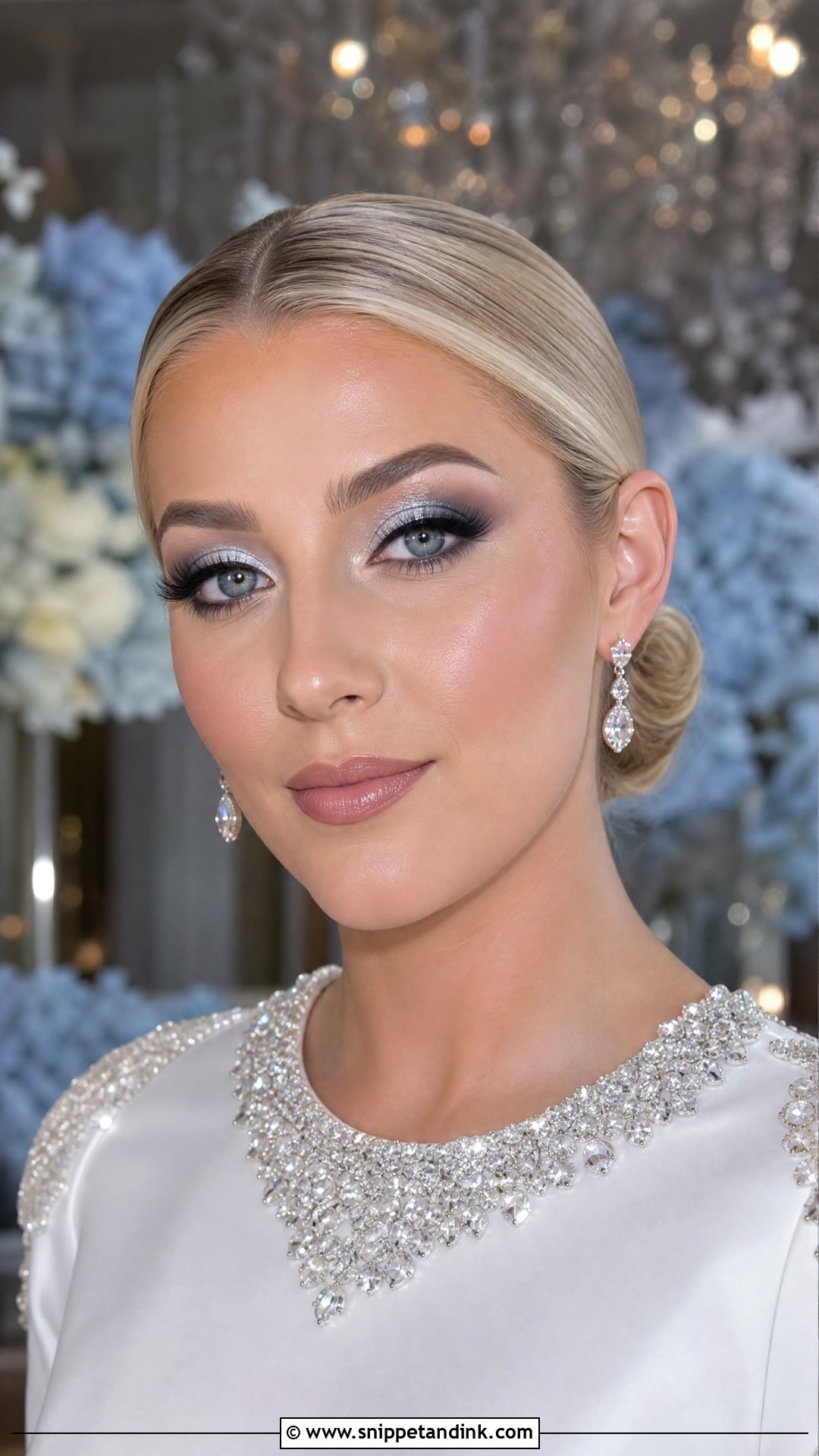Full Glam Bridal Makeup With Silver Eyeshadow - Snippet and Ink - 20 Full Glam Makeup Looks Wedding