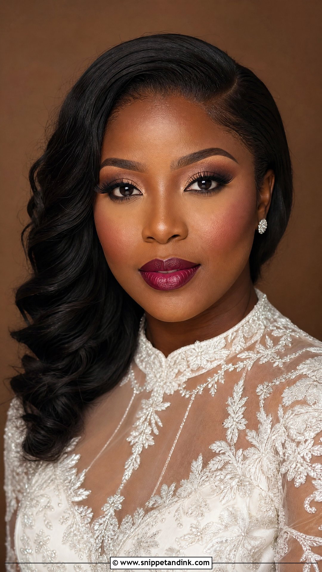 Full Glam Wedding Makeup With Berry Lip - Snippet and Ink - 30 Full Glam Wedding Makeup Ideas