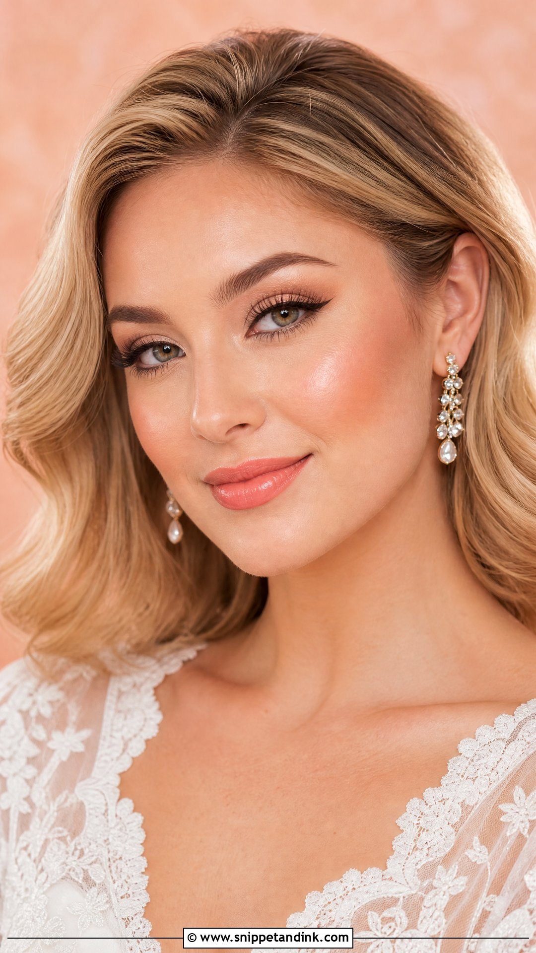 Full Glam Wedding Makeup With Coral Lip - Snippet and Ink - 30 Full Glam Wedding Makeup Ideas