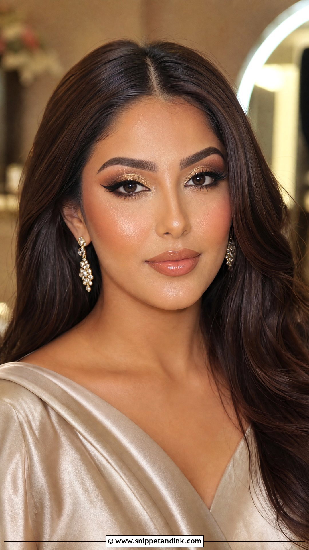 Full Glam Wedding Makeup With Gold Eyeshadow - Snippet and Ink - 30 Full Glam Wedding Makeup Ideas