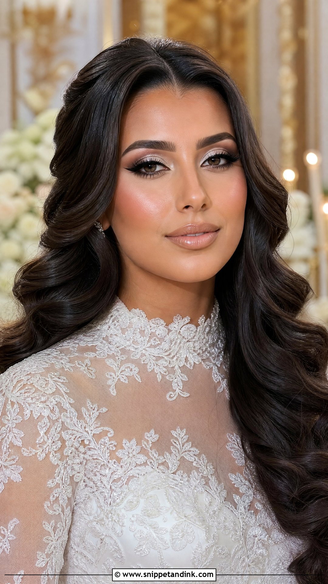 Full Glam Wedding Makeup With Long Curls - Snippet and Ink - 20 Wedding Makeup and Hair Ideas