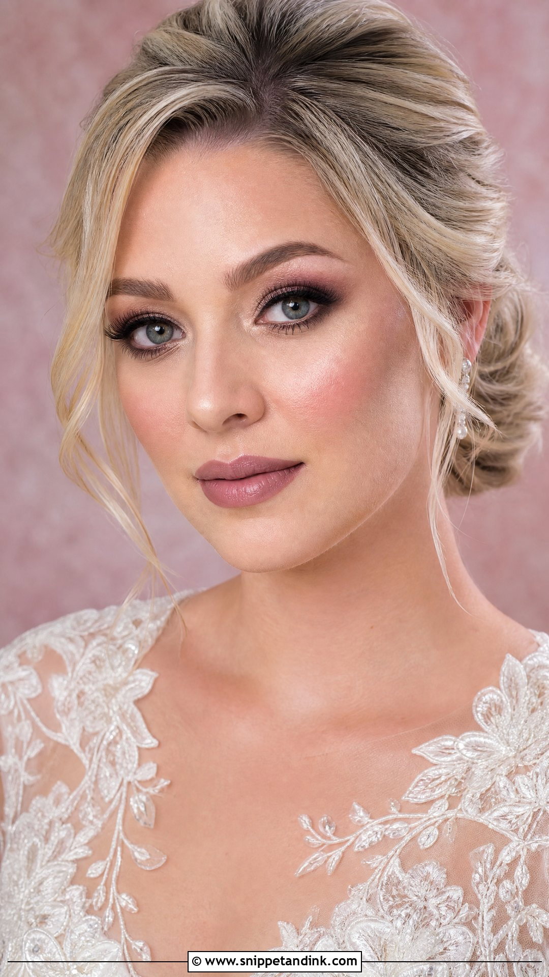 Full Glam Wedding Makeup With Mauve Lip - Snippet and Ink - 30 Full Glam Wedding Makeup Ideas