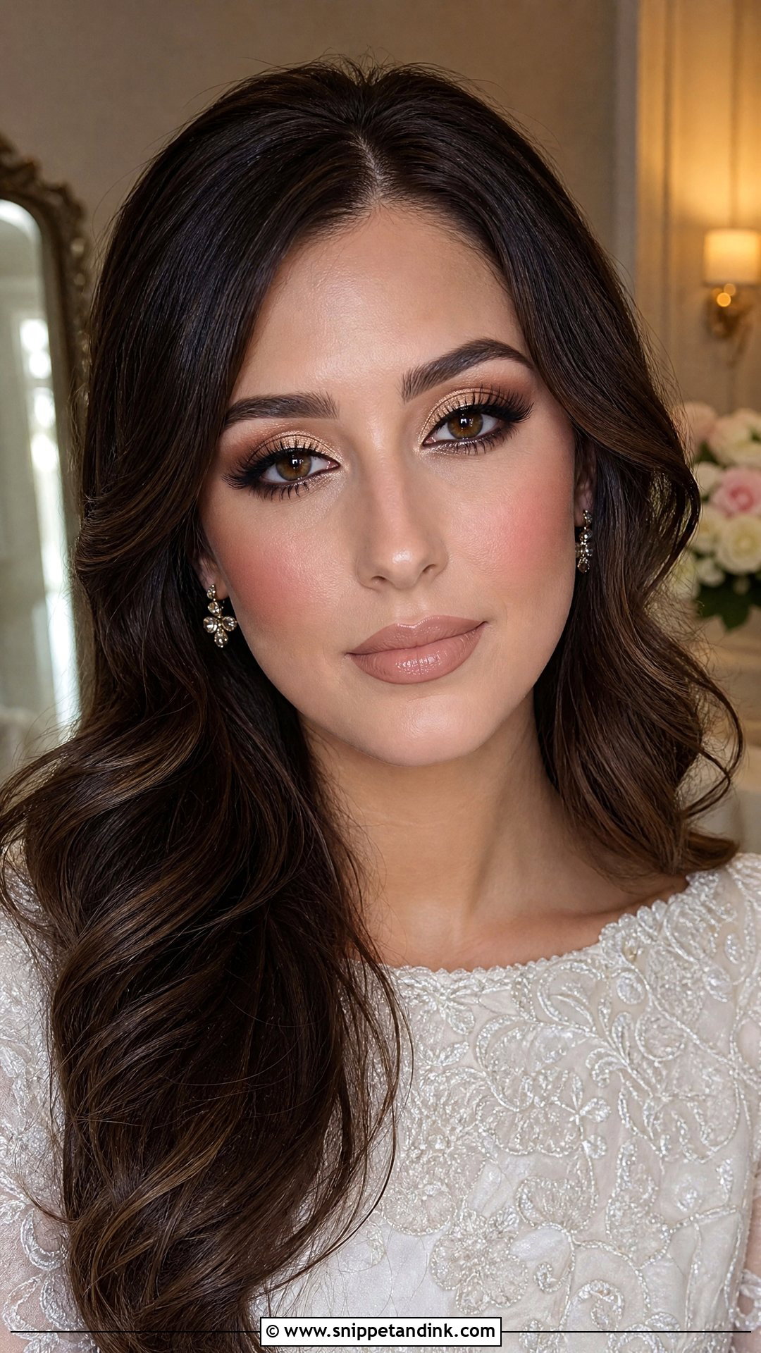 Full Glam Wedding Makeup With Nude Lip - Snippet and Ink - 20 Full Glam Wedding Makeup for Brown Eyes