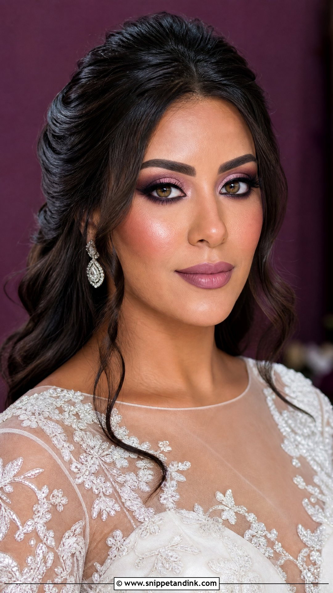 Full Glam Wedding Makeup With Plum Eyeshadow - Snippet and Ink - 30 Full Glam Wedding Makeup Ideas