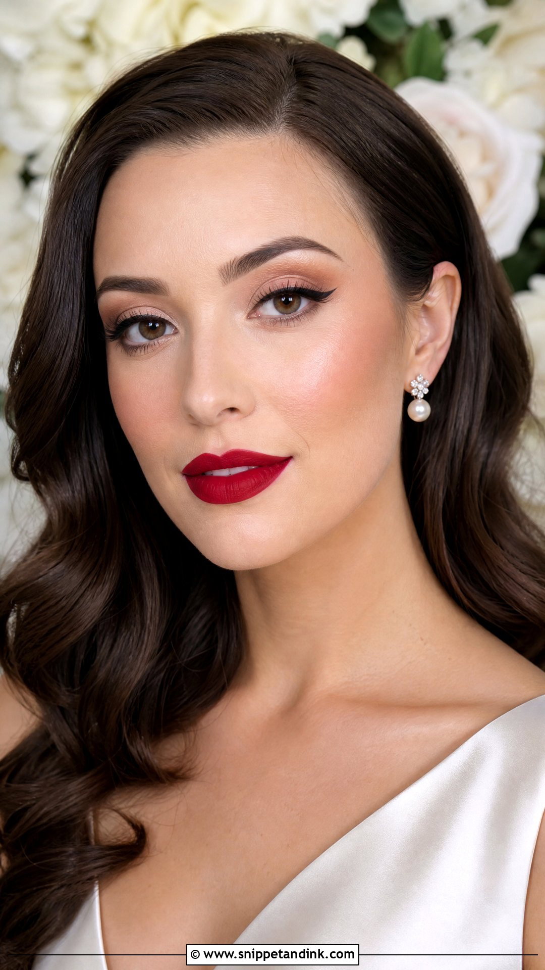 Full Glam Wedding Makeup With Red Lip - Snippet and Ink - 30 Full Glam Wedding Makeup Ideas