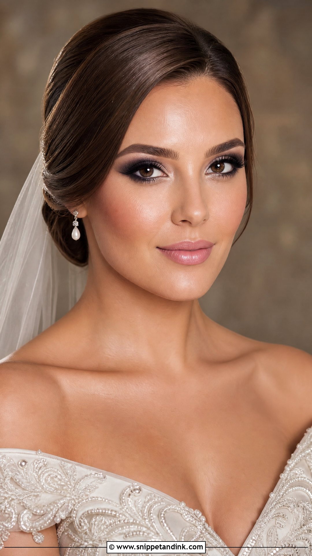 Full Glam Wedding Makeup With Soft Black Smokey Eye - Snippet and Ink - 30 Full Glam Wedding Makeup Ideas