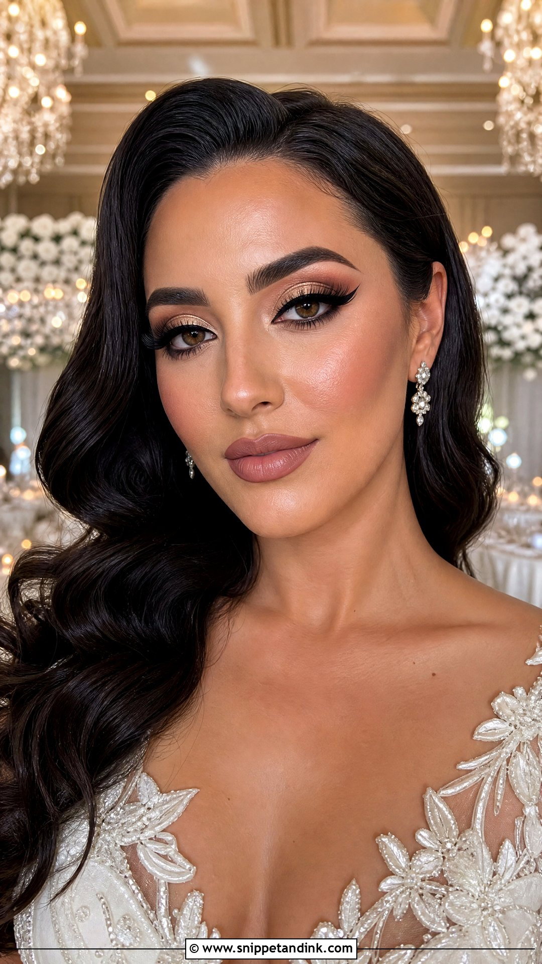Full Glam Winged Eyeliner Wedding Makeup - Snippet and Ink - 20 Winged Eyeliner Wedding Makeup Ideas