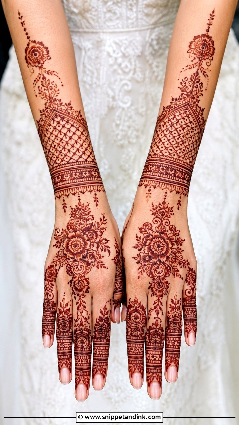 Full Hand Back Side Mehndi Design - Snippet and Ink - 30 Full Mehndi Designs