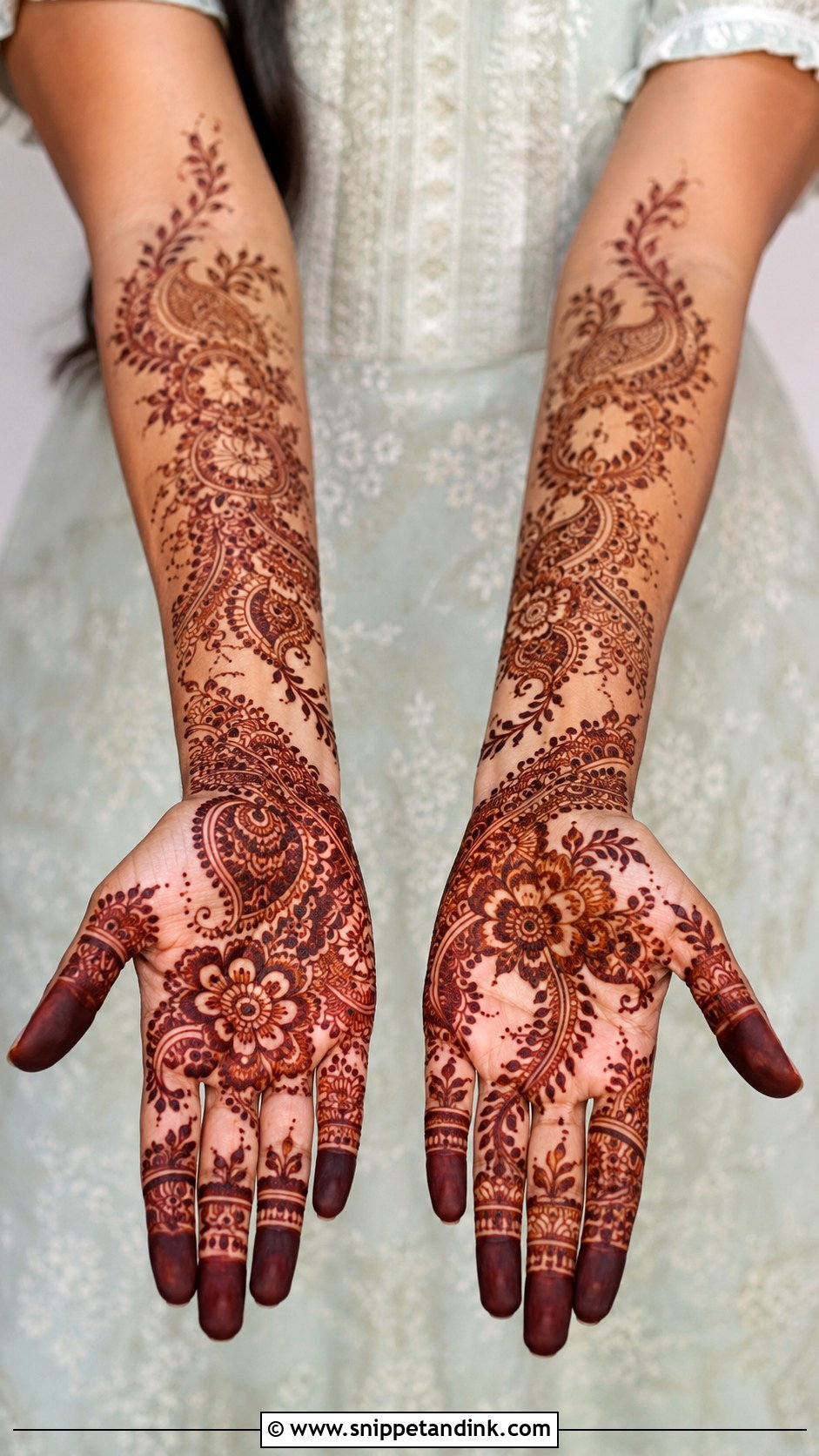 Full Hand Bel Mehndi Design - Snippet and Ink - 30 Bel Mehndi Designs