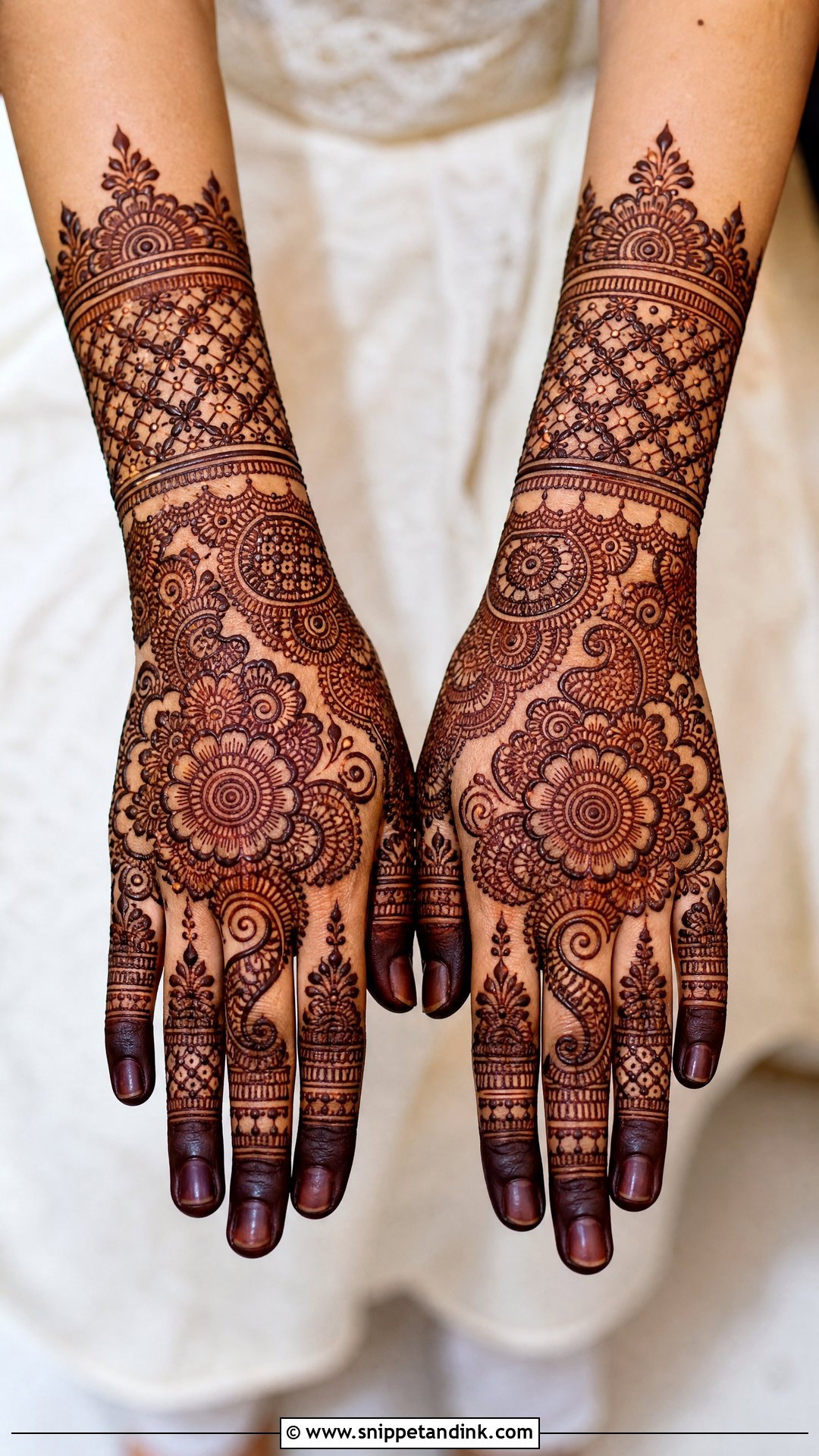 Full Hand Bridal Back Hand Mehndi Design - Snippet and Ink - 30 Bridal Back Hand Mehndi Design Ideas