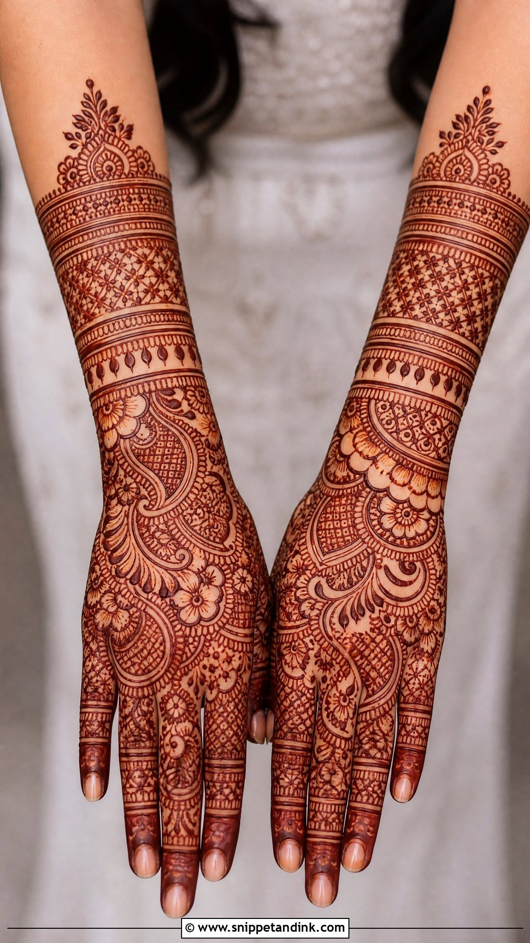 Full Hand Bridal Back Hand Mehndi Design - Snippet and Ink - 20 Bride Back Hand Mehndi Designs