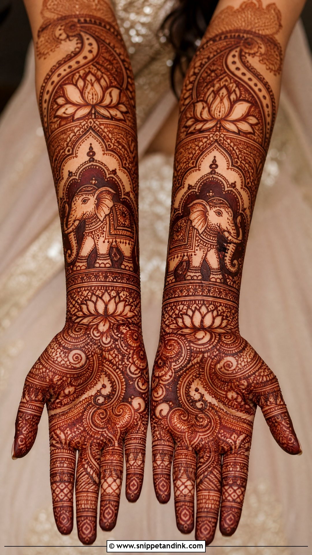 Full Hand Bridal Elephant Mehndi Design - Snippet and Ink - 20 Bridal Elephant Mehndi Designs