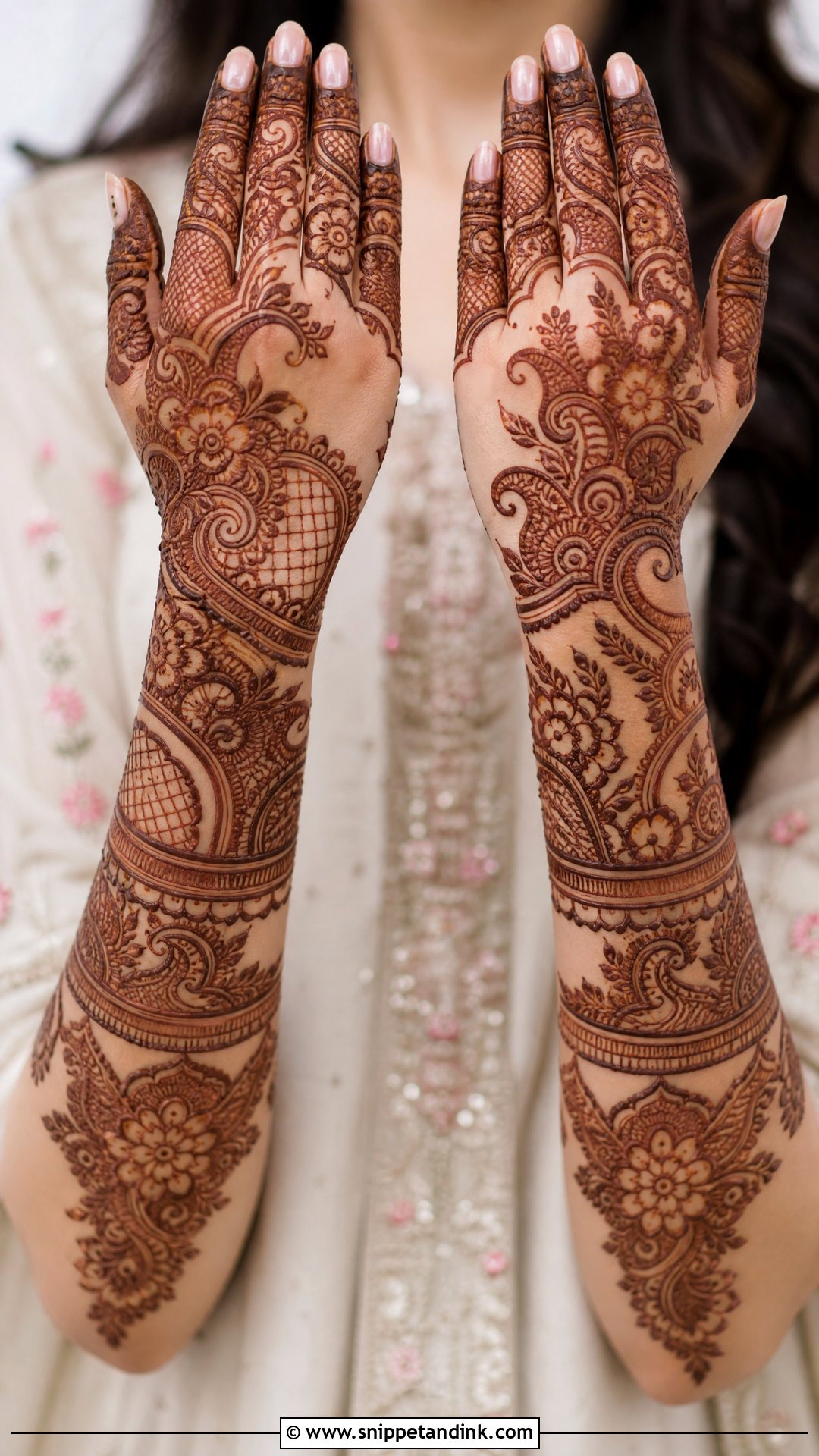 Full Hand Bridal Khafif Mehndi Design - Snippet and Ink - 20 Bridal Khafif Mehndi Designs