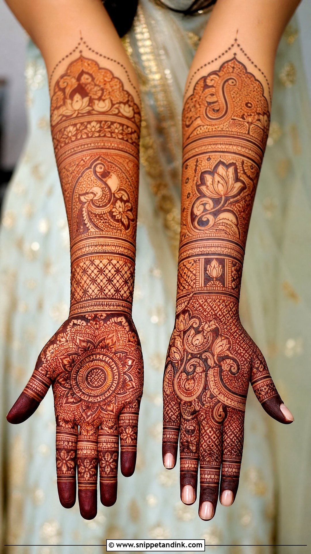 Full Hand Bridal Mehndi Front And Back - Snippet and Ink - 20 Bridal Mehndi Designs Front and Back