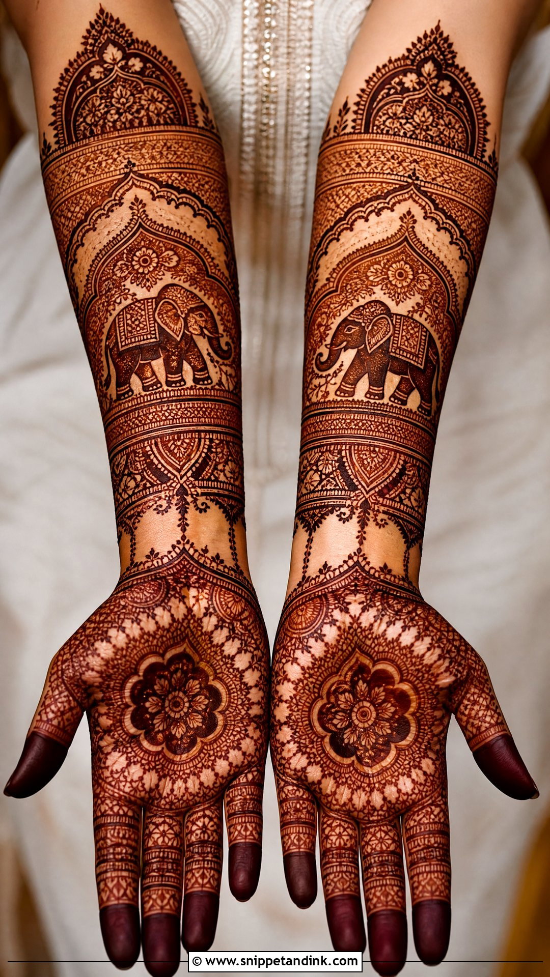 Full Hand Bridal Mehndi With Elephant Design - Snippet and Ink - 20 Full Bridal Mehndi Designs
