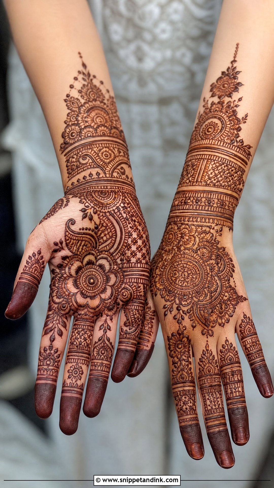 Full Hand Bridal Mehndi With Finger Detailing - Snippet and Ink - 20 Full Bridal Mehndi Designs
