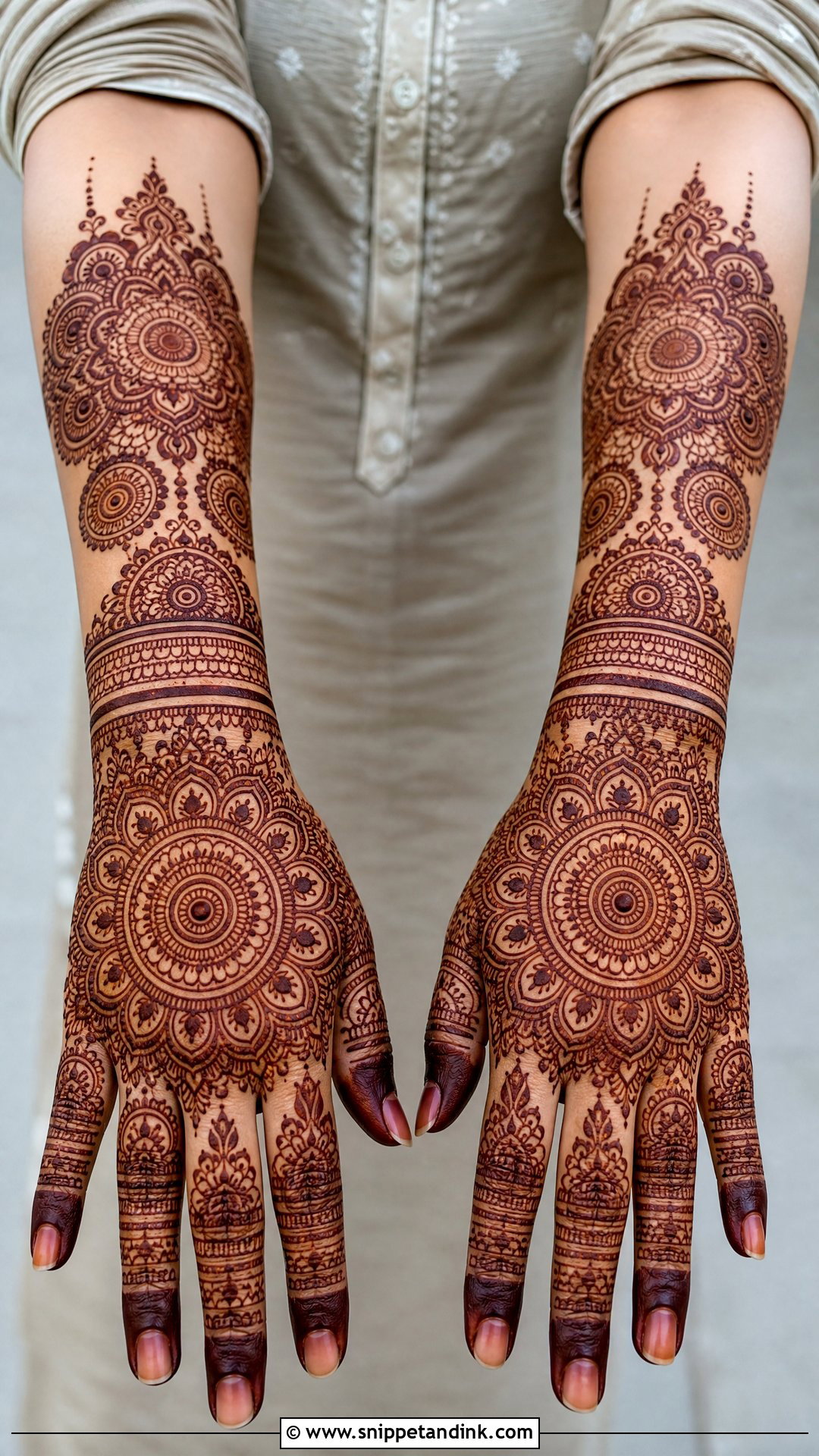 Full Hand Bridal Mehndi With Mandala Design - Snippet and Ink - 20 Full Bridal Mehndi Designs