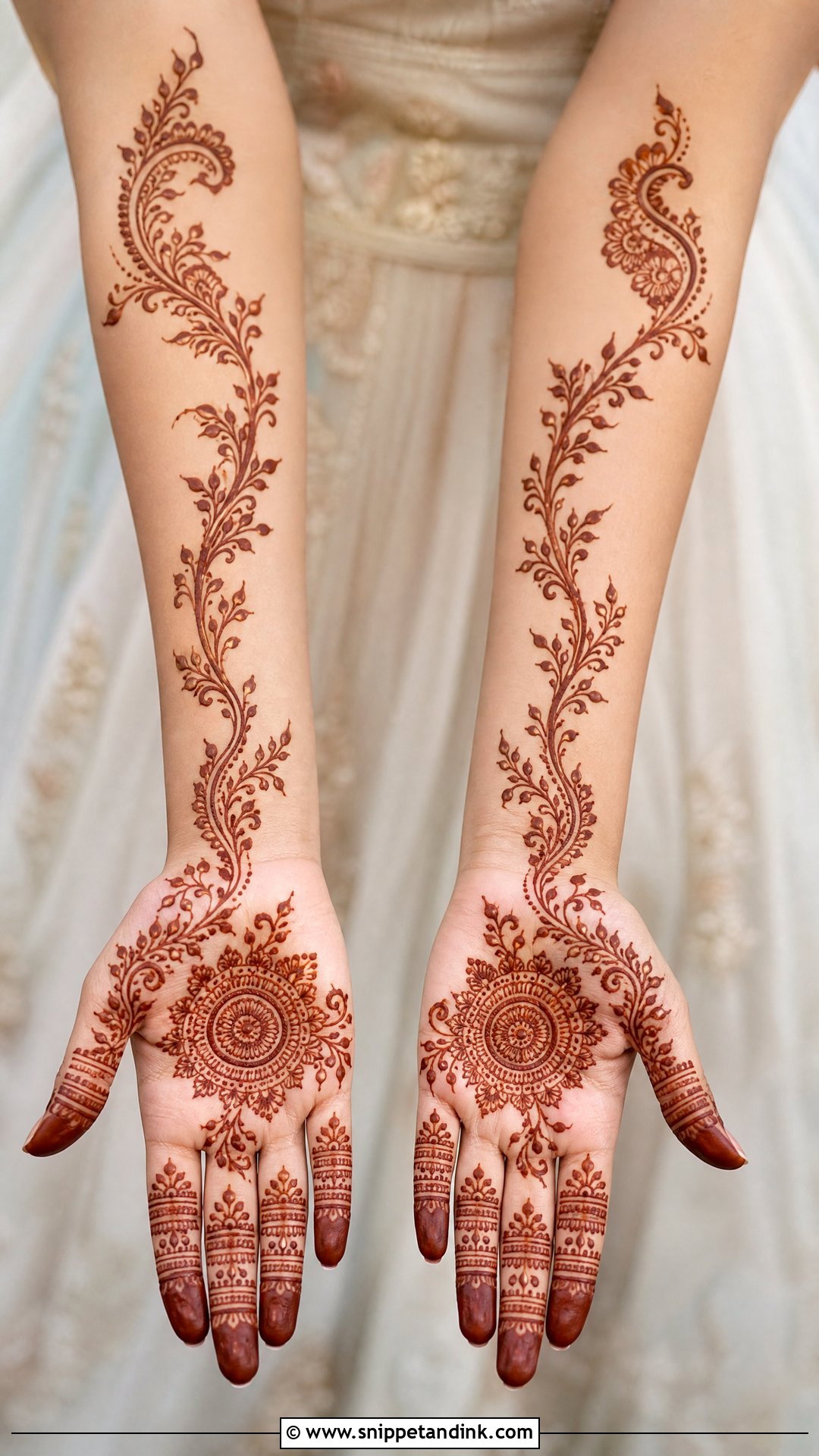 Full Hand Bridal Mehndi With Modern Minimal Design - Snippet and Ink - 20 Full Bridal Mehndi Designs