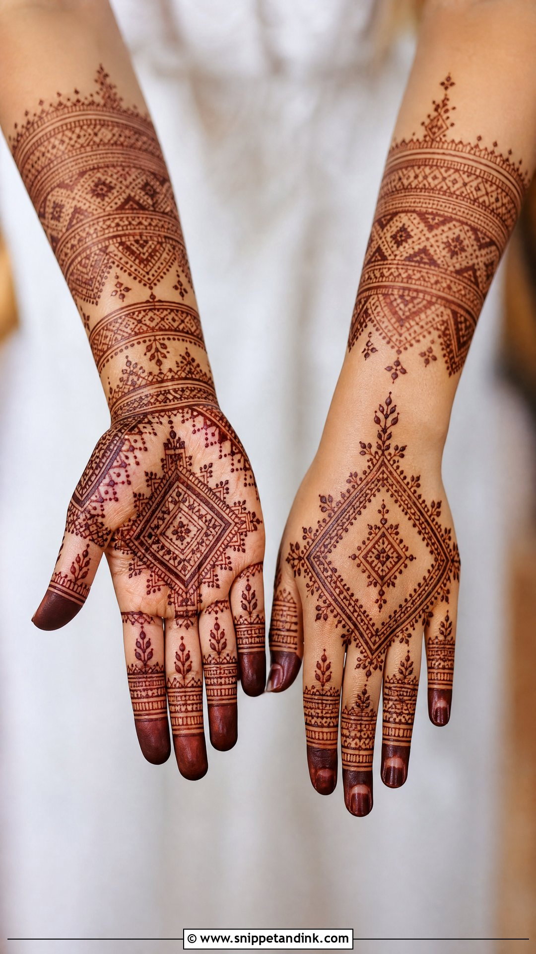 Full Hand Bridal Mehndi With Moroccan Pattern - Snippet and Ink - 20 Full Bridal Mehndi Designs