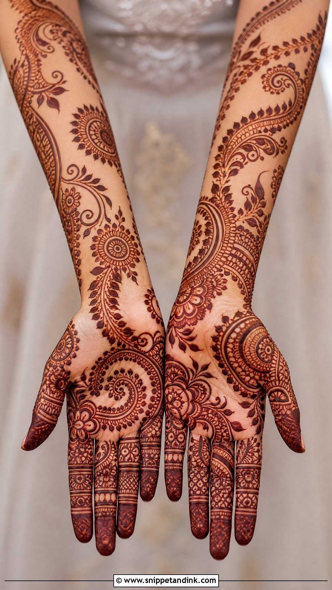 Full Hand Bridal Mehndi With Negative Space - Snippet and Ink - 20 Full Bridal Mehndi Designs