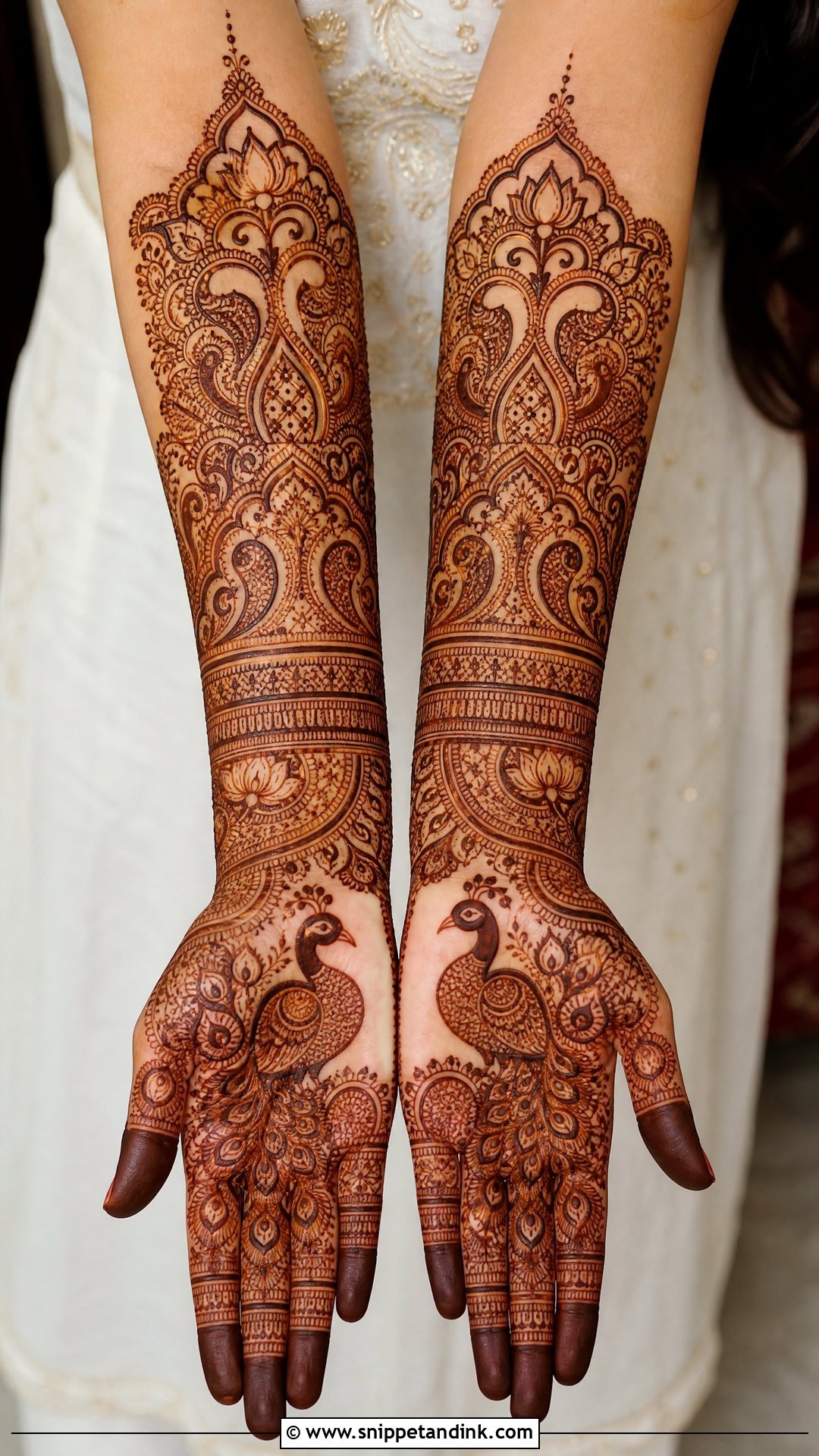 Full Hand Bridal Mehndi With Peacock Design - Snippet and Ink - 20 Full Bridal Mehndi Designs