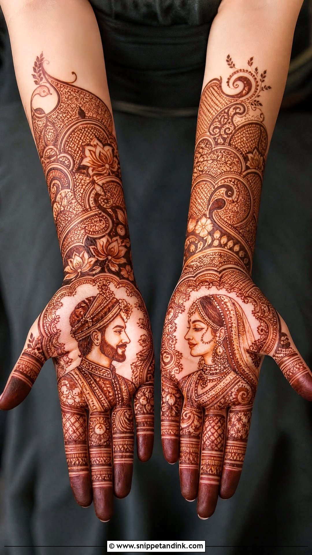 Full Hand Dulha Dulhan Mehndi Design - Snippet and Ink - 30 Dulha Dulhan Mehndi Designs