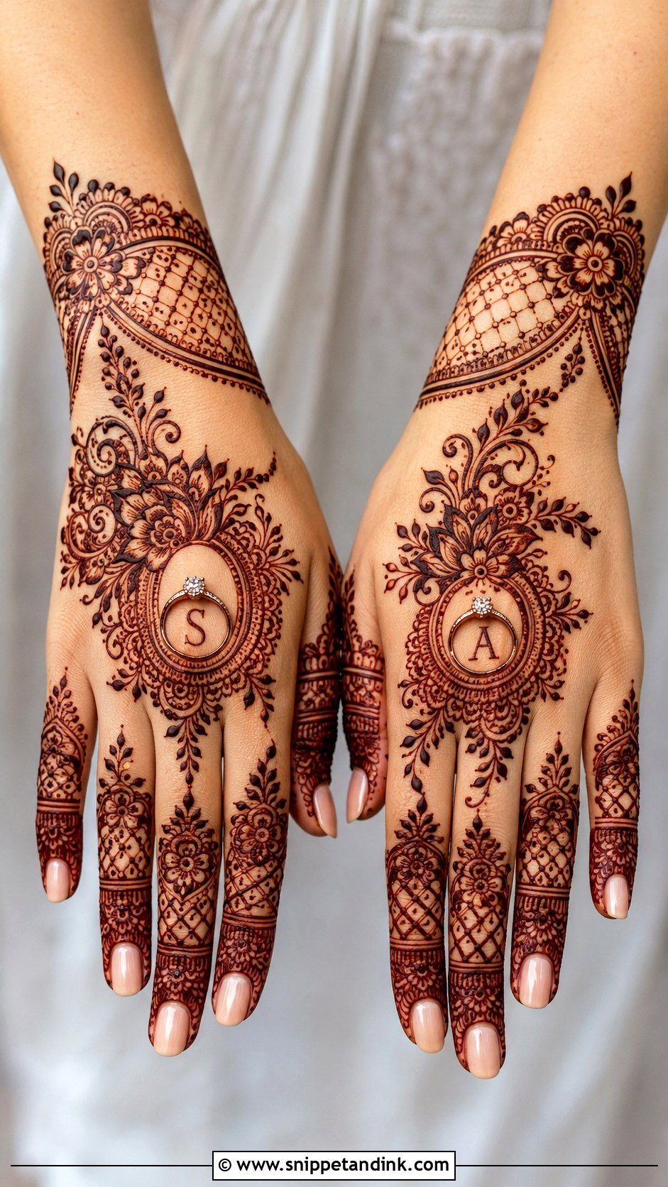 Full Hand Engagement Mehndi Design - Snippet and Ink - 35 Full Hand Mehndi Designs