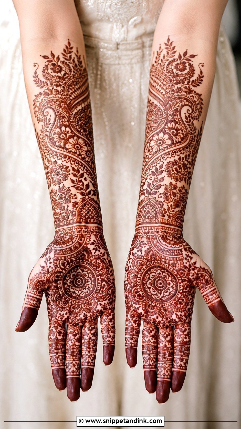 Full Hand Engagement Mehndi Design - Snippet and Ink - 30 Unique Engagement Mehndi Designs