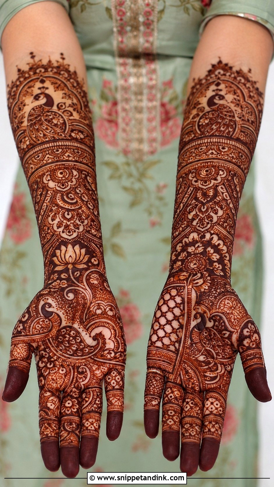 Full Hand Engagement Mehndi Design - Snippet and Ink - 35 Engagement Mehndi Designs