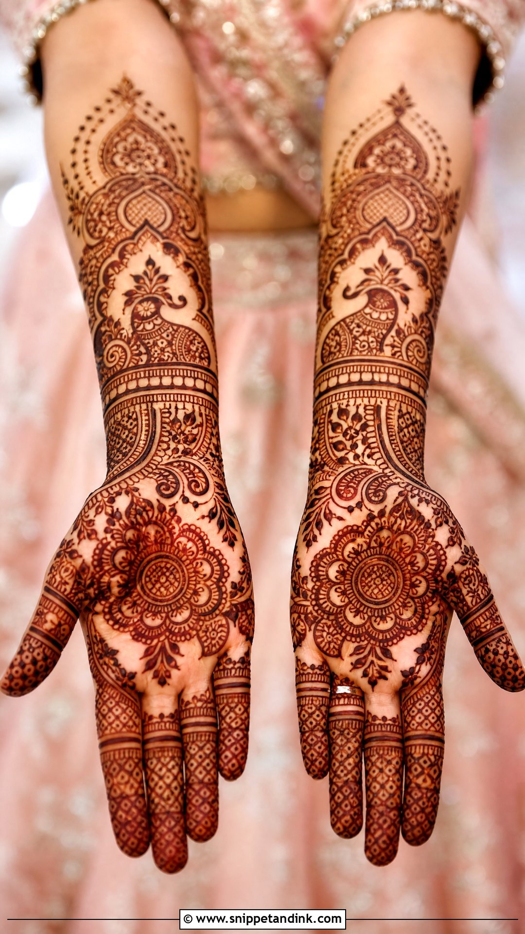 Full Hand Engagement Mehndi Design - Snippet and Ink - 20 Engagement Bride Mehndi Designs