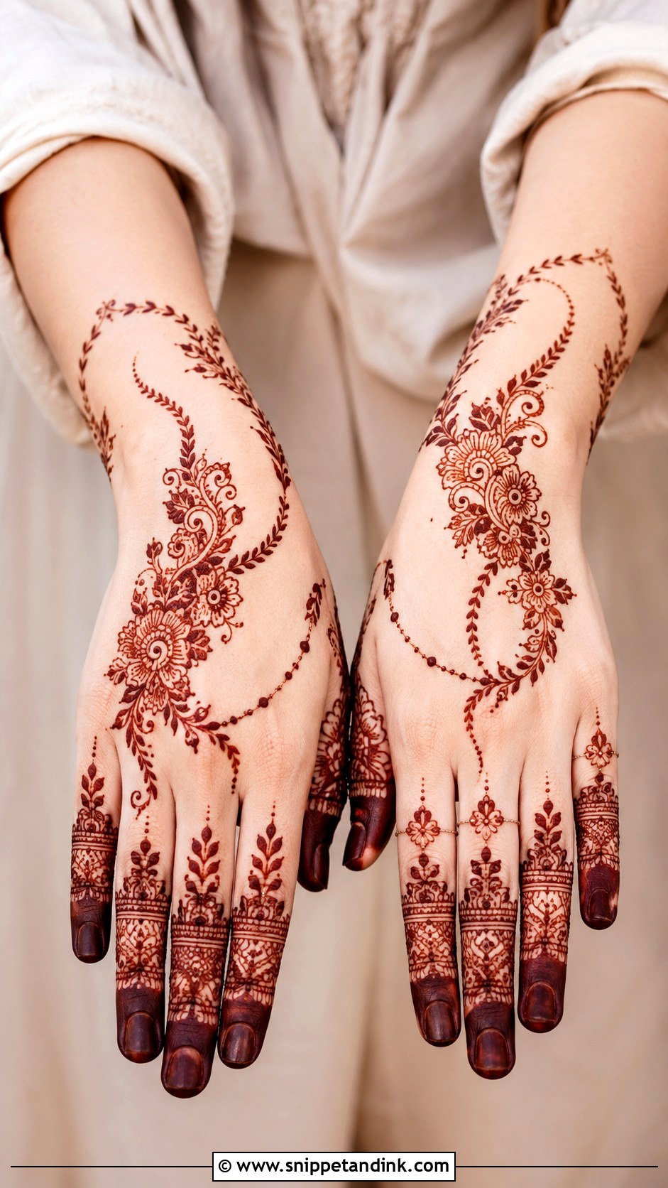 Full Hand Finger Mehndi Design - Snippet and Ink - 35 Full Hand Mehndi Designs