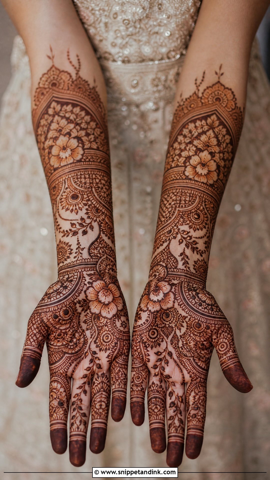 Full Hand Floral Bridal Mehndi Design - Snippet and Ink - 20 Floral Bridal Mehndi Designs