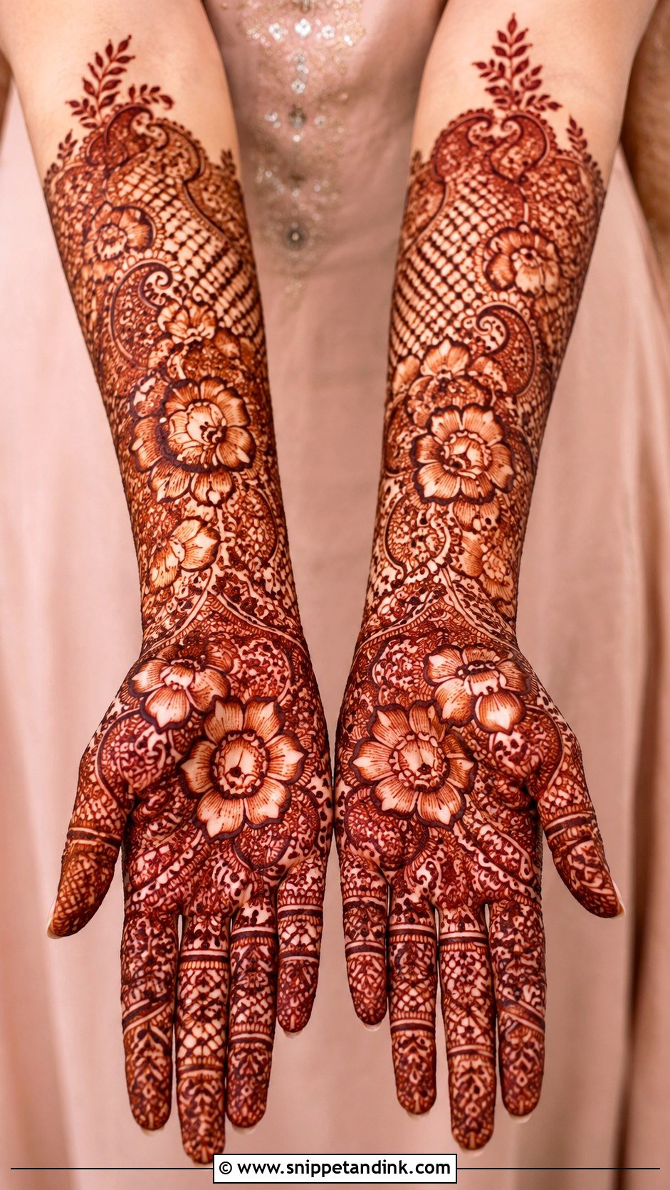 Full Hand Flower Mehndi Design - Snippet and Ink - 35 Flower Mehndi Designs