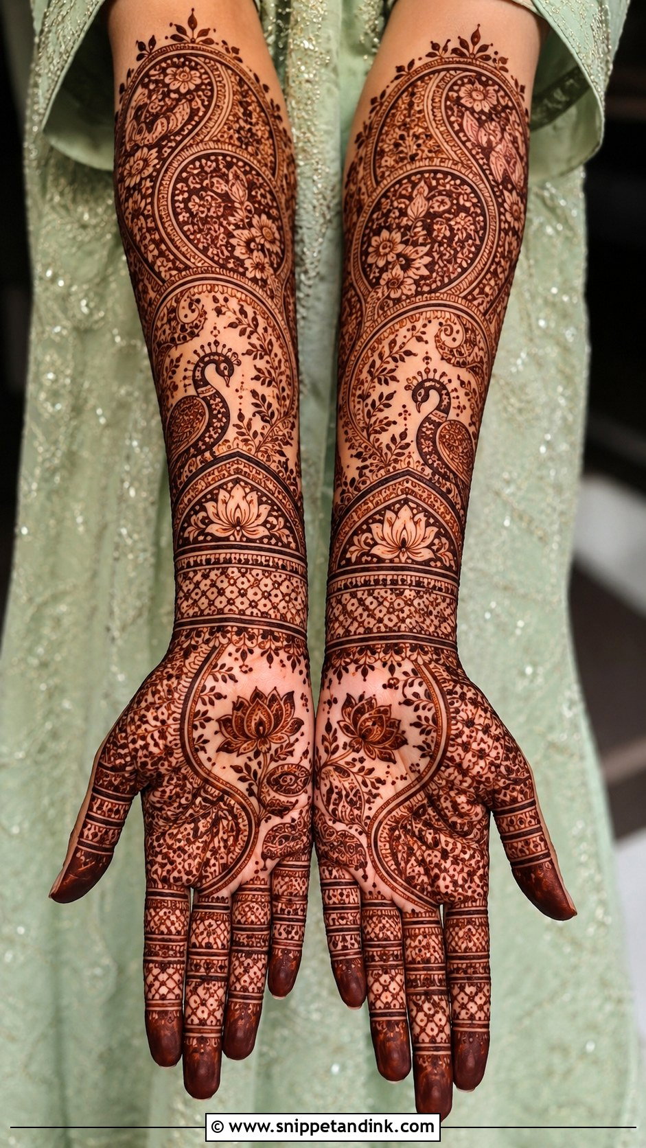 Full Hand Forearm Mehndi Design - Snippet and Ink - 35 Full Hand Mehndi Designs