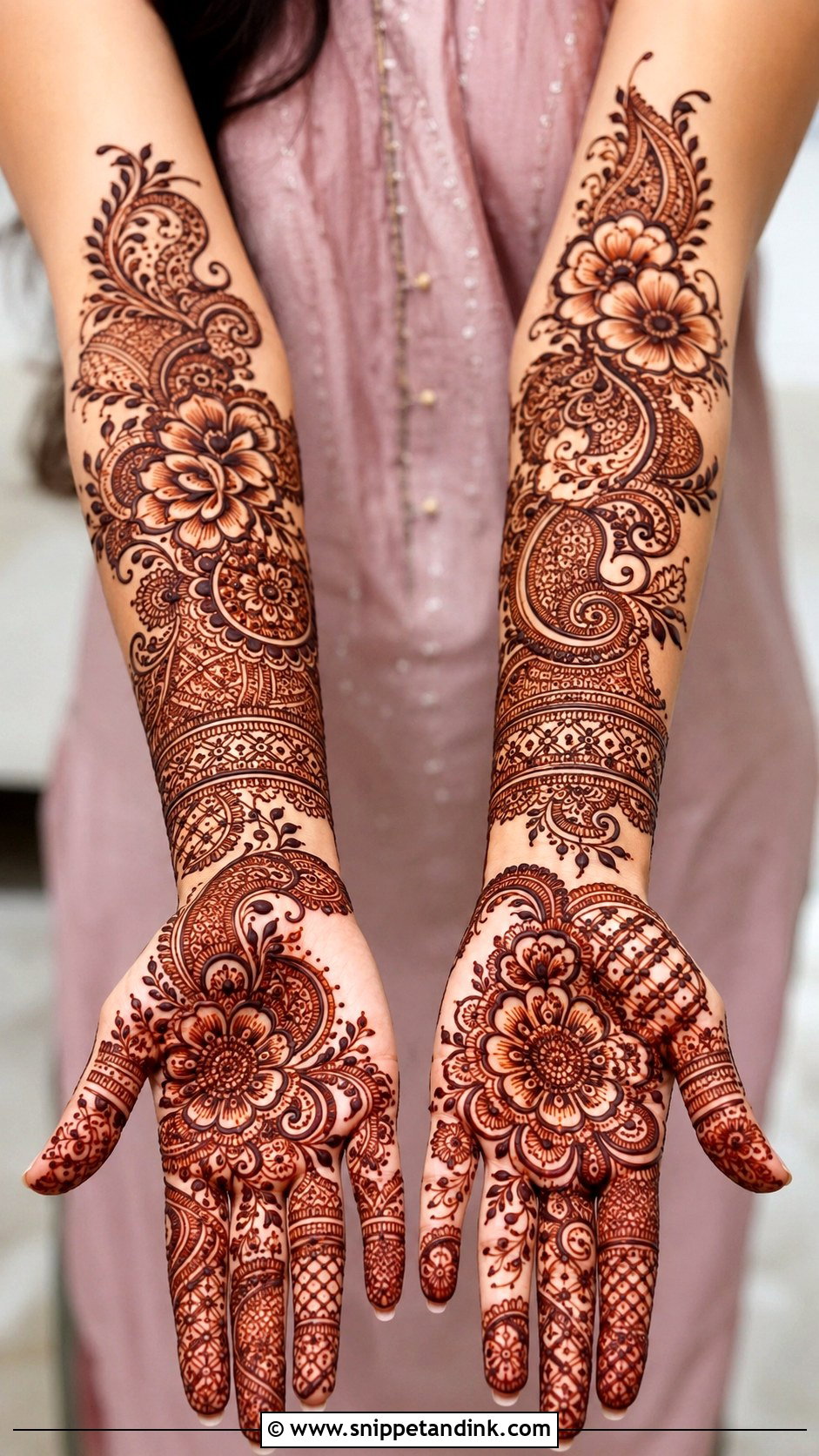 Full Hand Front Mehndi Design - Snippet and Ink - 35 Trendy Front Hand Mehndi Designs